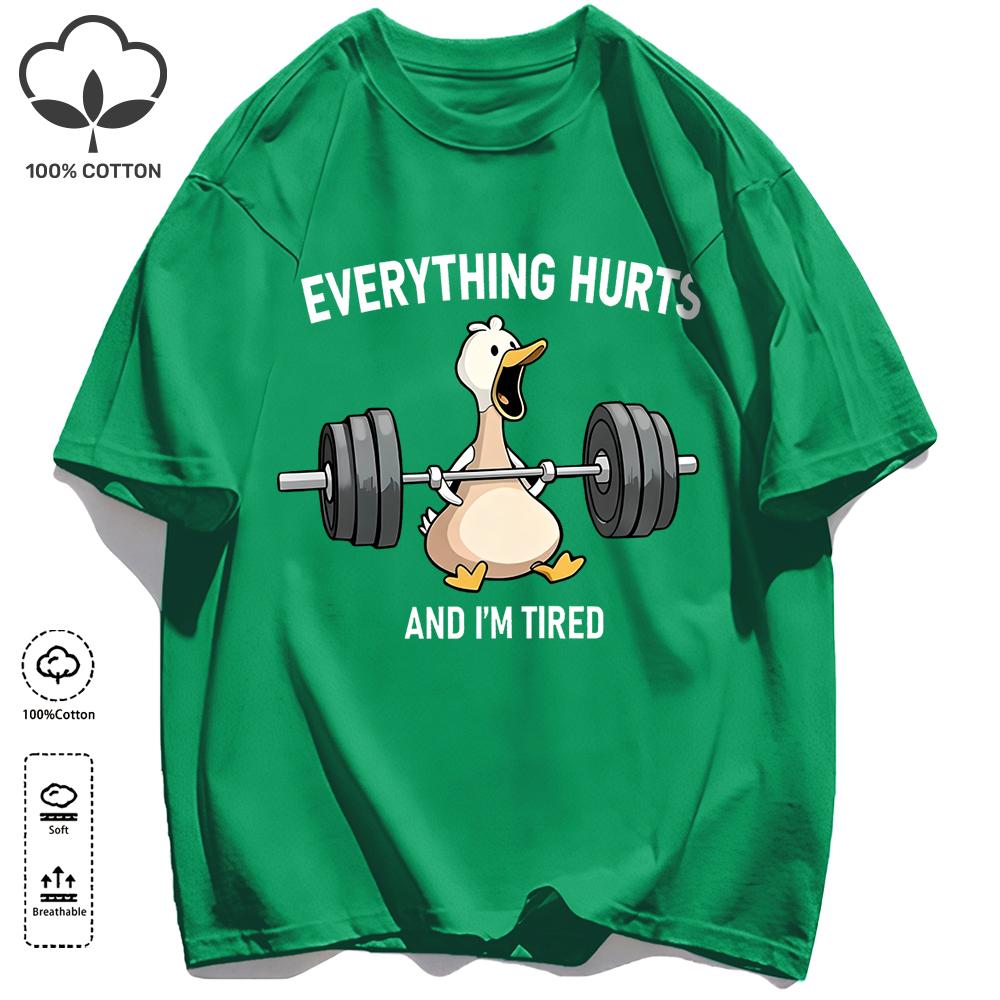 The Great Goose Striving For Fitness T-Shirt Unisex Loose Cotton Tee Trendy Summer Short Sleeve Unisex All-Match Hip Hop Clothing