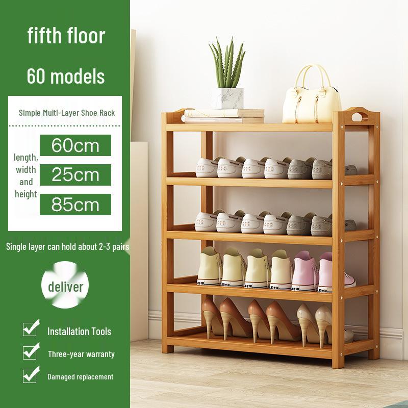 Camphor Bamboo Multi-layer Shoe Rack - Space-saving Floor Storage Cabinet for Dormitory Entrance