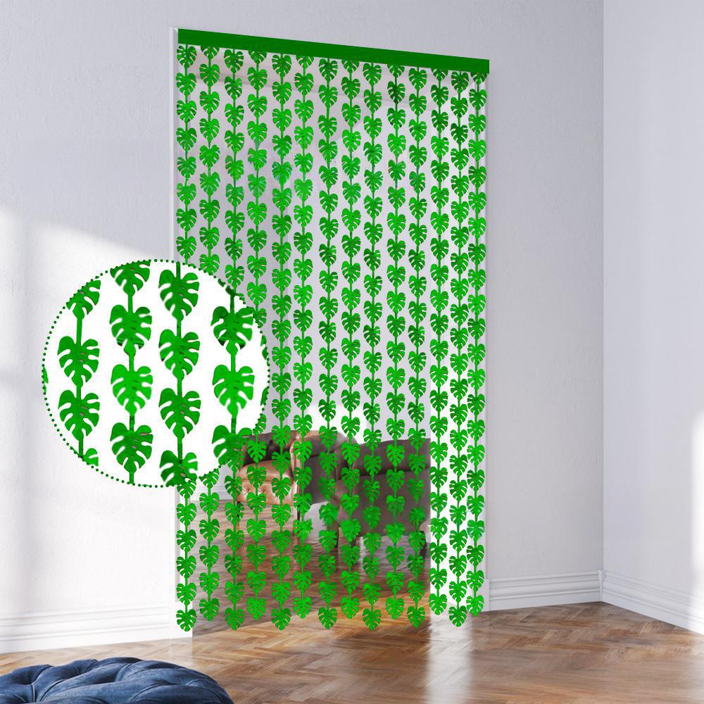 

Гавайская декоративная занавеска из дождевого шелка, тематика леса, вечеринка, занавеска на дверь с листьями черепахи, занавеска из дождевого шелка с листьями зелёный