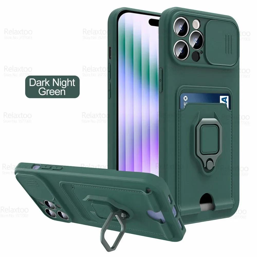Sliding Camera Protection Case for Iphone 15 Plus 14 13 Pro Max 12 11 Pro Xr Xs Max X Vehicle Magnetic Bracket Card Wallet Shell