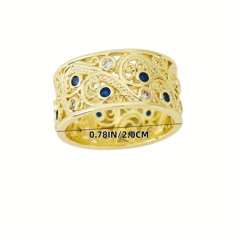 Yanbai Hollow Leaf Luxury Ring - Blue Light Zirconia, Copper Design Size 6