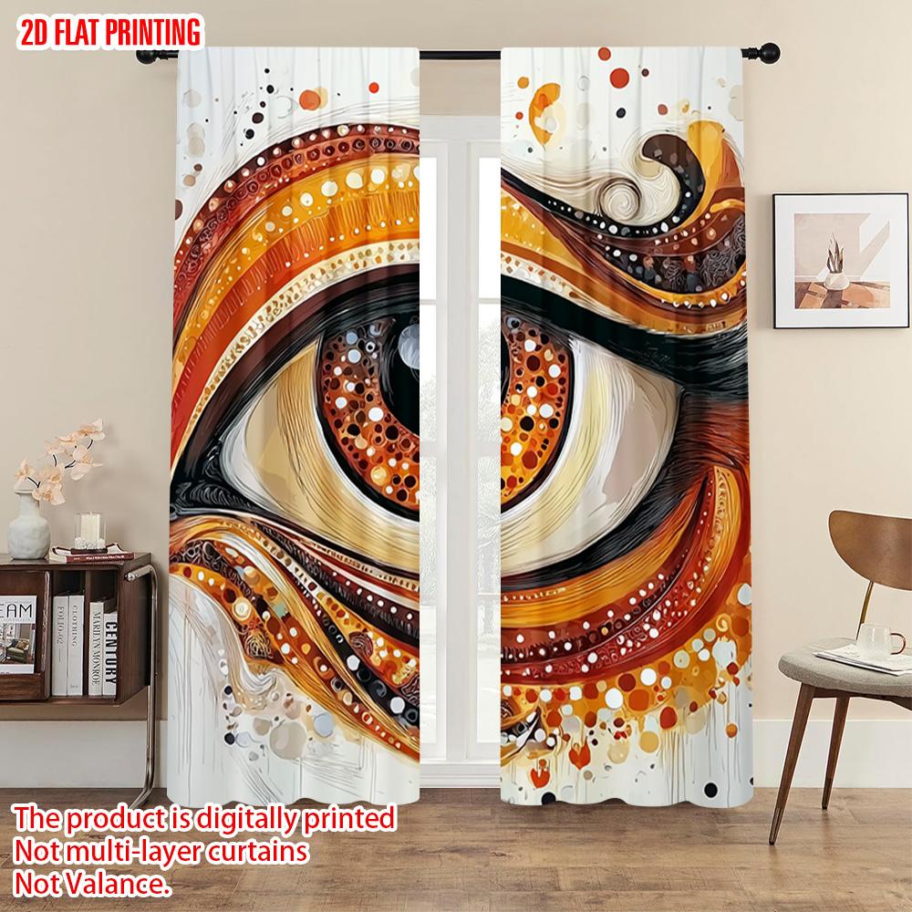 2pcs   Plane Printing Curtains Abstract Eye Polyester Easy Install (without Rod) Home Decor Ldeal for Bedroom Living Room