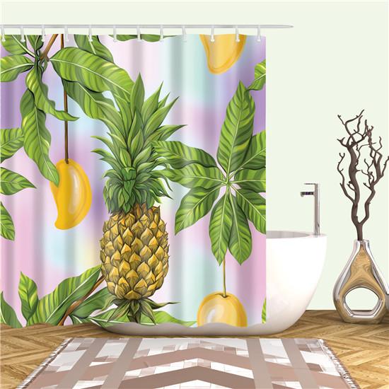 Tropical Cactus Plant Pineapple Shower Curtains Bathroom Curtain Cortina Ducha Frabic Waterproof Polyester Bath Curtain