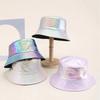 Wide Brim Laser Rainbow Fisherman Hat Single Sided Shiny Sun Cap Luminous Bucket Hat  Sunshade
