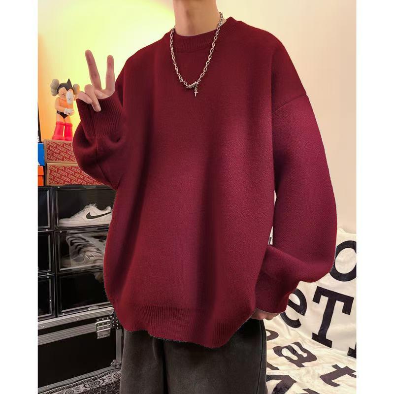 Autumn/Winter Men's Loose Lapel Sweater - Trendy Hong Kong Style Long Sleeve Knitwear