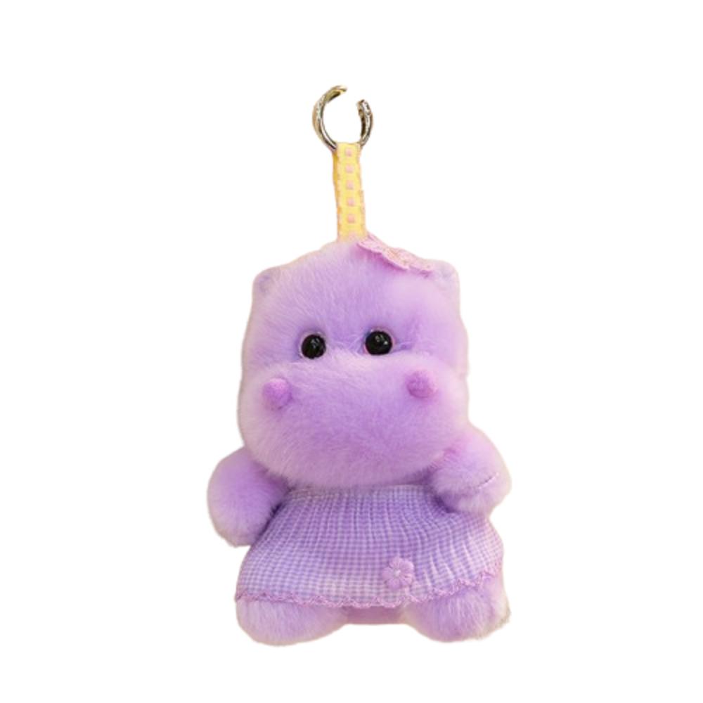 Stuffed Animal Hippos Plush Keychain PP Cotton Purple Hippos Plush Toy Backpack Decoration