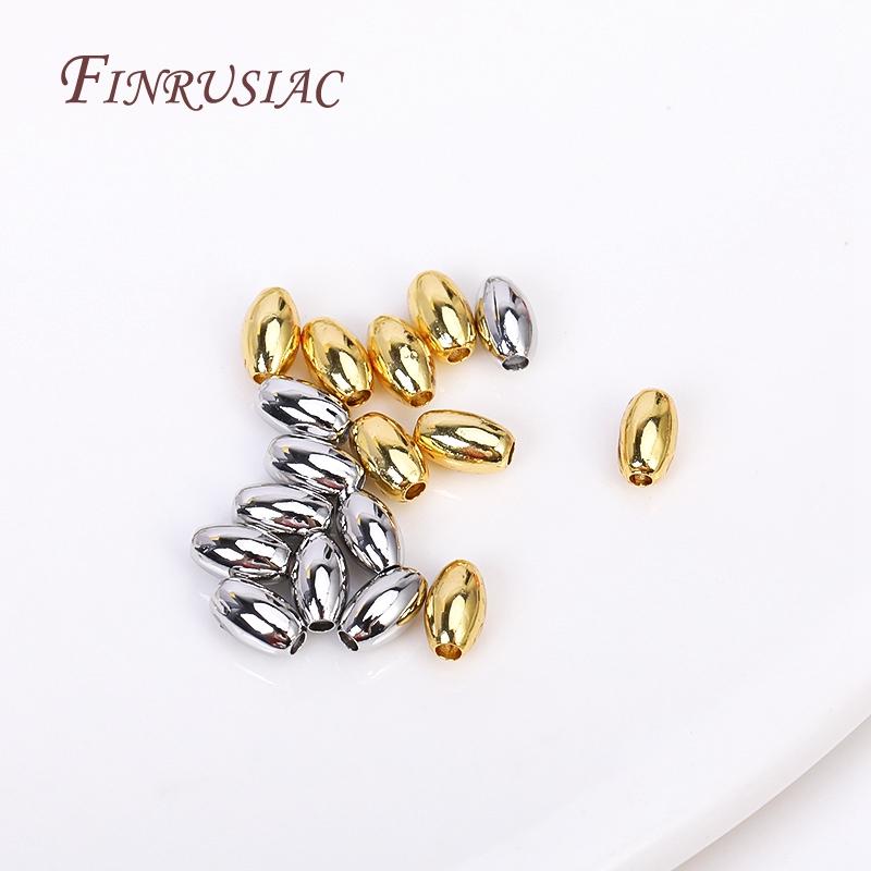 Rice Shape Beads For Jewelry Making Supplies DIY Findings Accessories 3X5MM 18K Gold Plated Oval Spacer Beads
