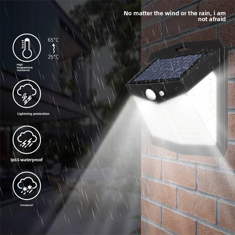 Solar Outdoor Wireless Powered Human Body Induction Lamp 128 Led Courtyard Use