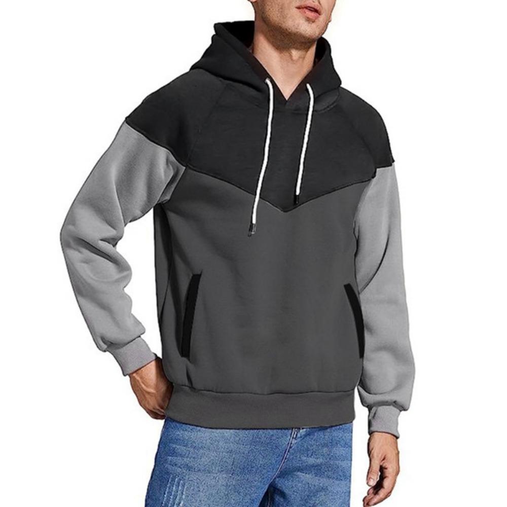 Fall and Winter Men's Sweatshirts Hoodie Warm Sweatshirt Long Sleeve Colorblocking Men's Hooded Jacket Hoodies