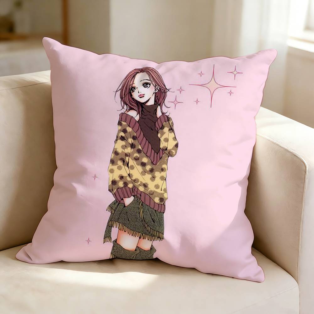 Anime N-Nana K-Komatsu H-Hachi Pillow Case Square Double-Sided Sofa Cushion Cover Bedroom Bedside Pillow