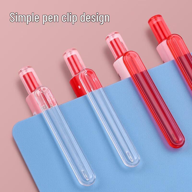 Luwen Pink Strawberry Click Gel Pen Set with A6 Pouch