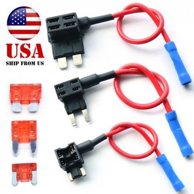 3 Pack Car Add-A-Circuit Fuse Tap Adapter Mini ATM APM Blade Fuse Holder Kit 12V