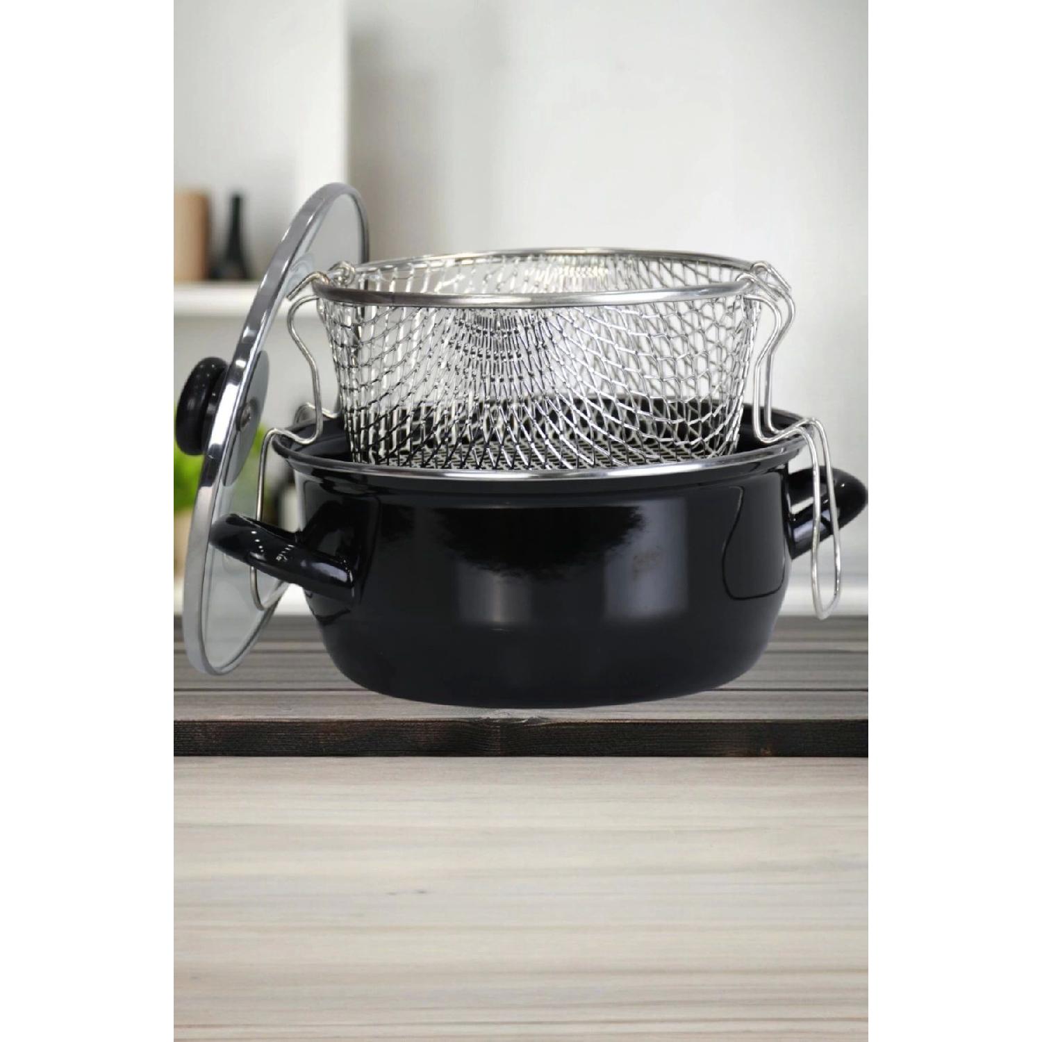 

Емальована каструля зі скляною кришкою 18 см чорна чорний