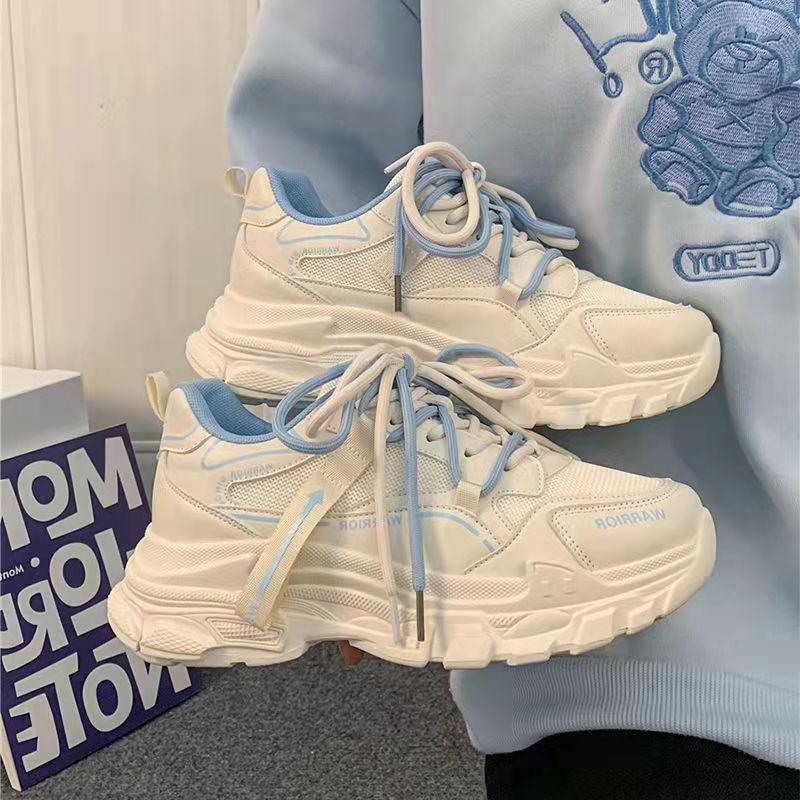 

Папины кроссовки для девочки ранняя весна новая мода дышащая сетка повседневные спортивные туфли платформа маффин белые туфли 40 небесно-голубой