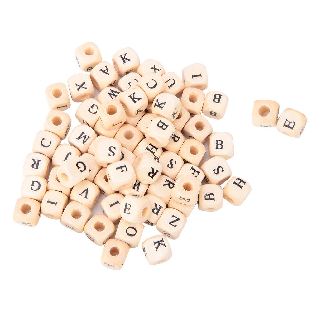100pcs DIY English Square Wooden Alphabet Letters Beads Jewelry Making Supplies 10x10mm