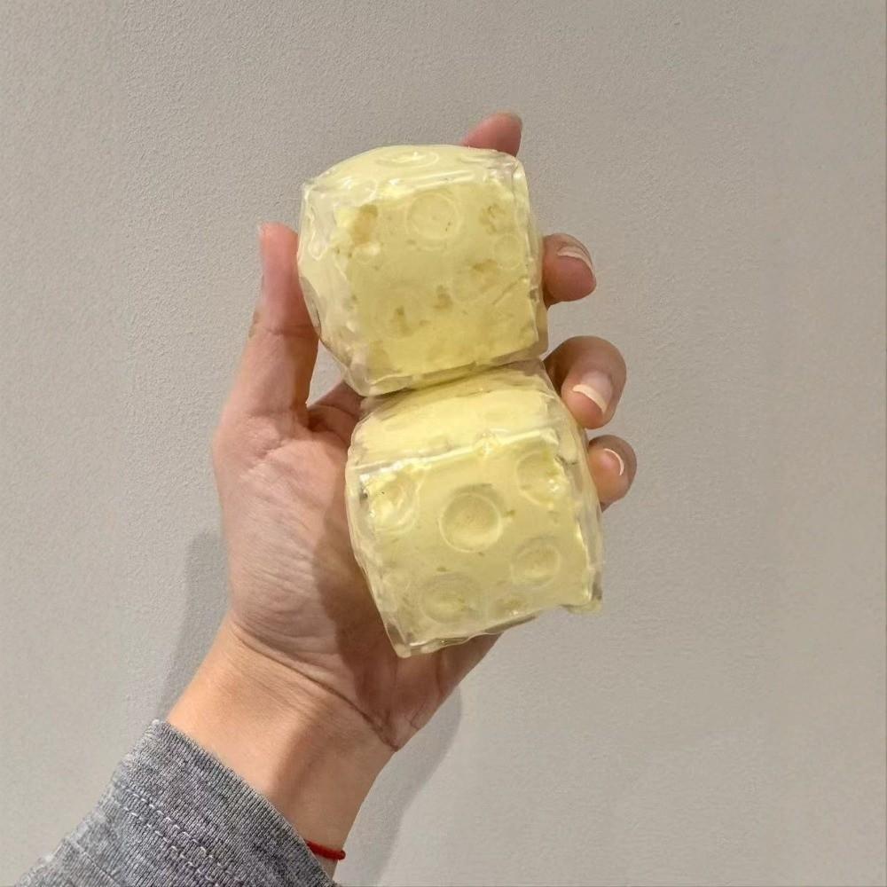 Non-Bounce Cheese Squishy Toy Crunchy Cheese Squeeze Ball Crispy Toy Cheese Cube Ball  Party Gifts