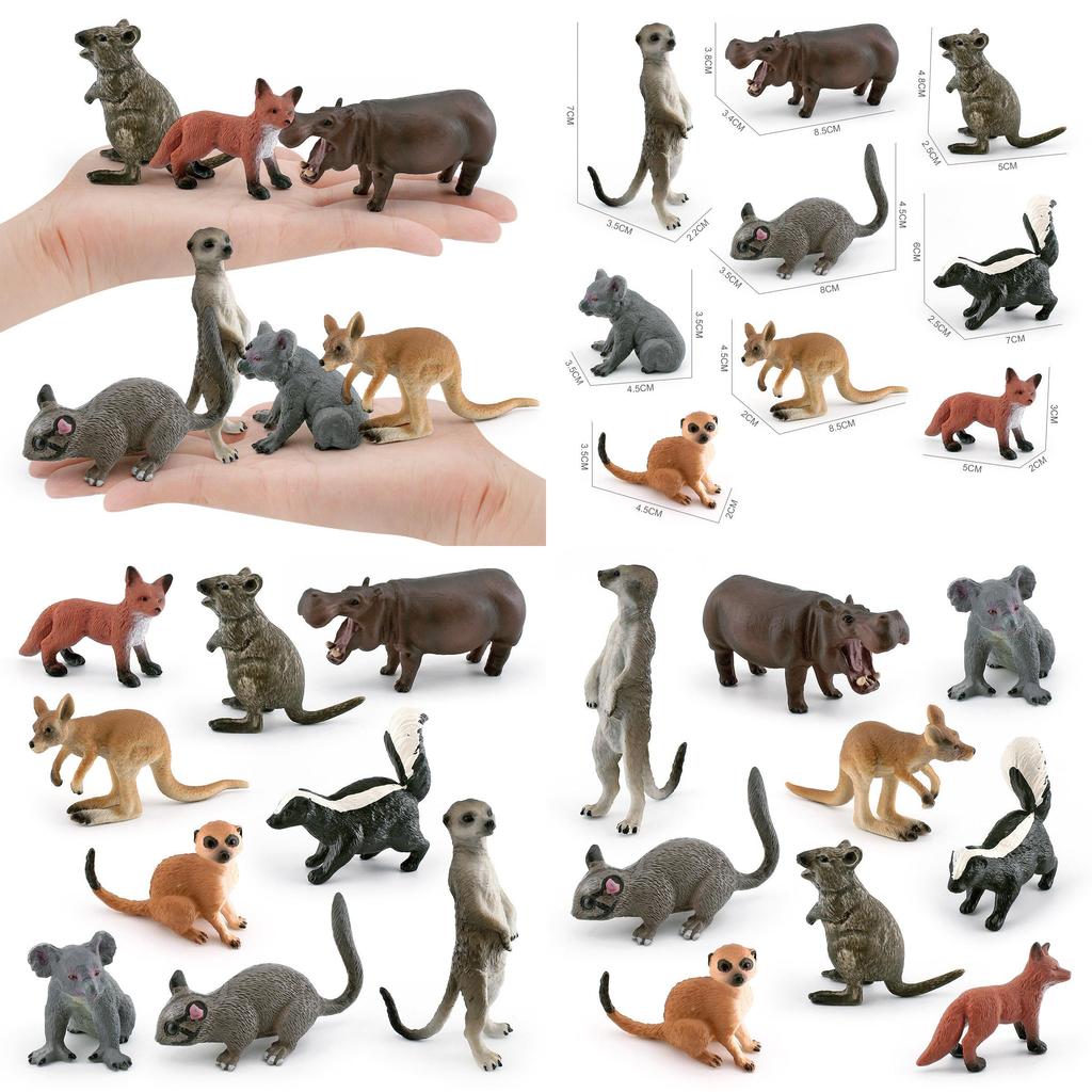 Beautifully Crafted Static Model Animals In Vibrant Colors Red Fox Kangaroo Skunk And Others