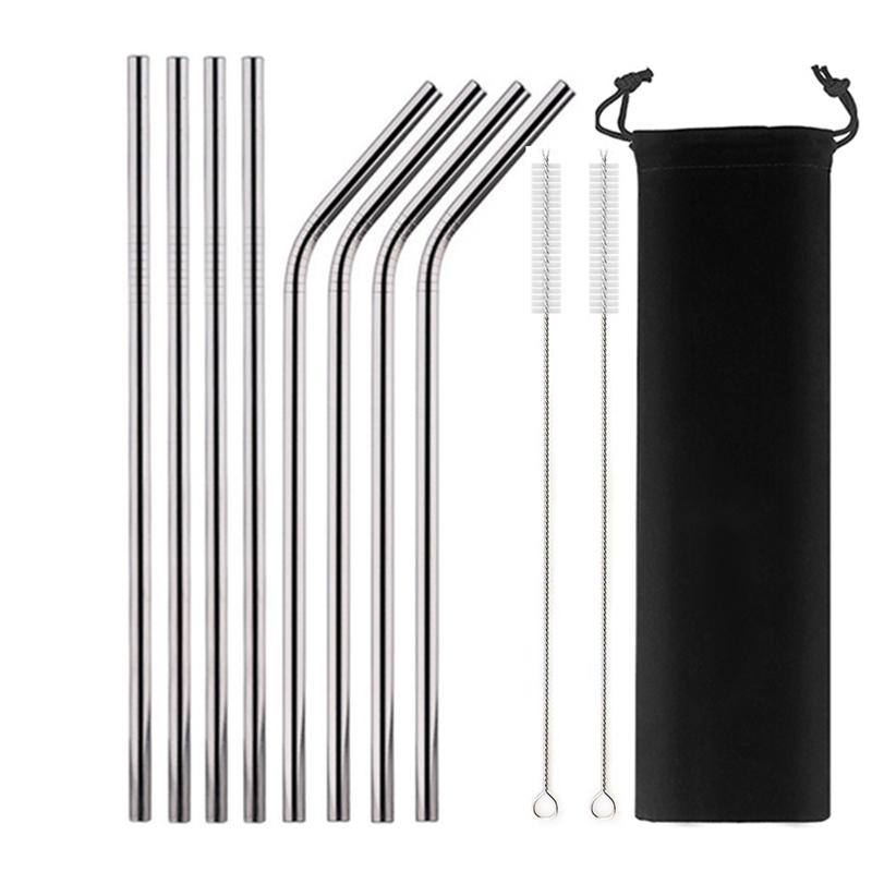 10 Colors Eco-Friendly Metal Drinking Straw 304 Stainless Steel Straws Set Reusable Colorful Bar Party Drinkware Straw Accessory