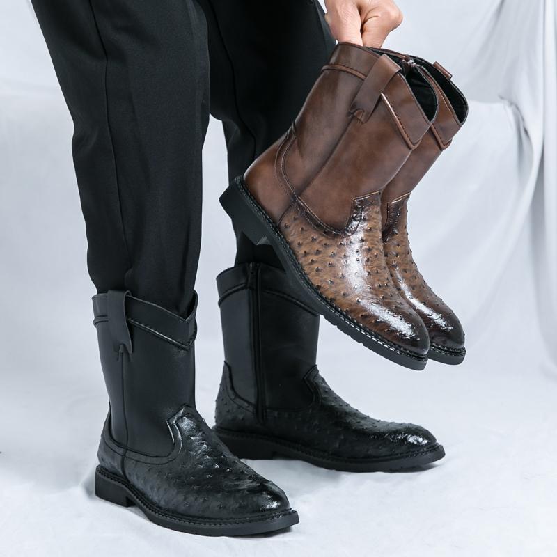 Golden Sapling Men's Boots Western Style Punk Shoes Casual Men Chelsea Boot Classics Leisure Flats Platform Footwear