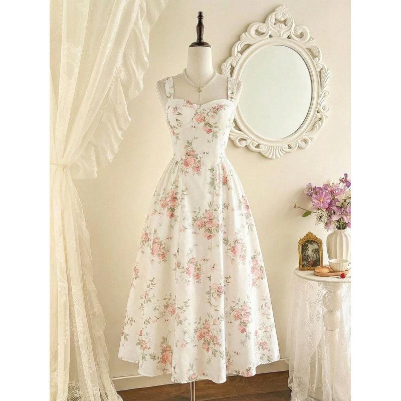 Europe, America 2026 summer new idyllic retro elegant sweet age-reducing floral dress women S