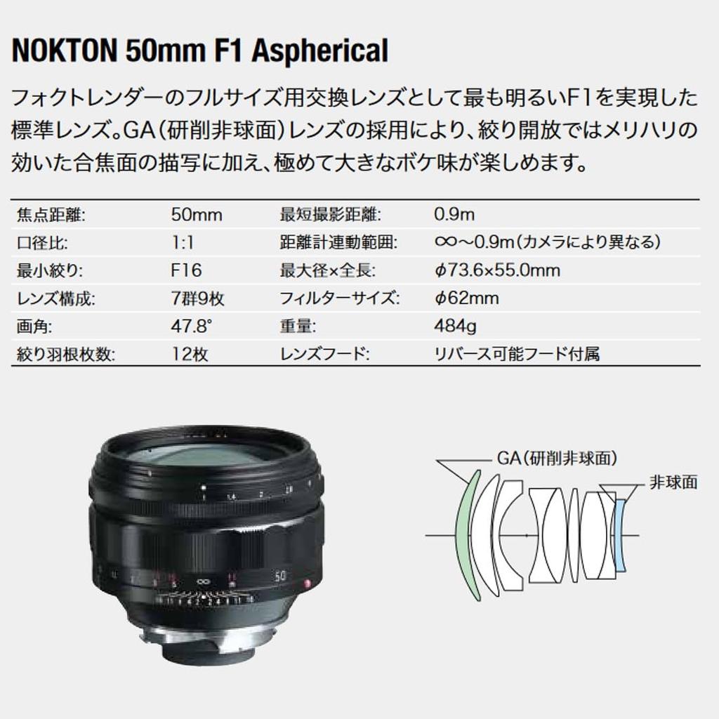 Voigtlander NOKTON 50mm F1 Aspherical VM Leica M Black Lens, Mount,