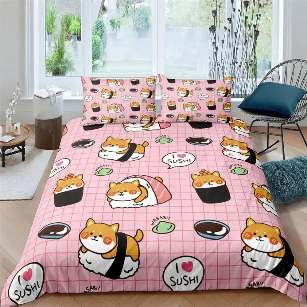 Shiba Inu Cute Shiba Inu Bedding Set Single Twin Double Queen King Cal King Size Bed Linen Set