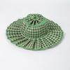 Women Straw Hat Plaid Print Summer Foldable Hat Wide Brim UV Protection Lightweight Breathable Beach Sun Hat
