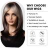 Platinum Ombre Synthetic Wigs for Women Long Wavy Silky Natural Hair Wig with Bangs Cosplay Party Heat Resistant Fake Hairs
