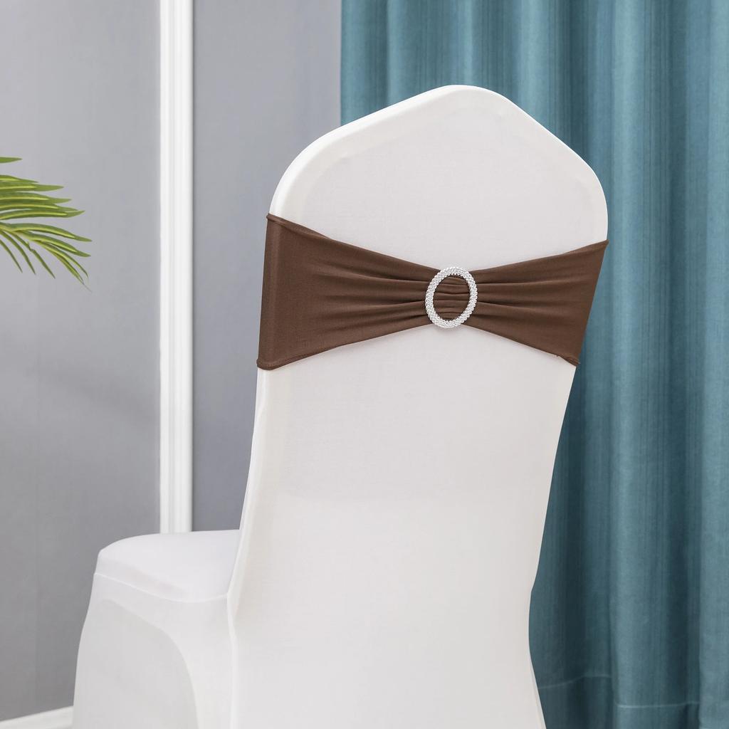Chair Sashes Bows Wedding Lycra Chair Spandex Bands Stretch With Buckle For Chair Covers Decoration Party Dinner Banquet