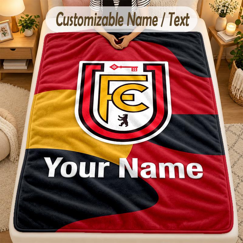 Flanell-Decke 1. FC Union Berlin Benutzerdefinierter Name Text Personalisierte Weiche Warme Überwurfdecke Heimdekoration Geschenk