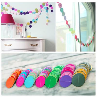 4M Creative Multicolor Circle Dot Paper Garland Banners Pink Green Round Shape Banner Decorating Wedding Party DIY Home Decor