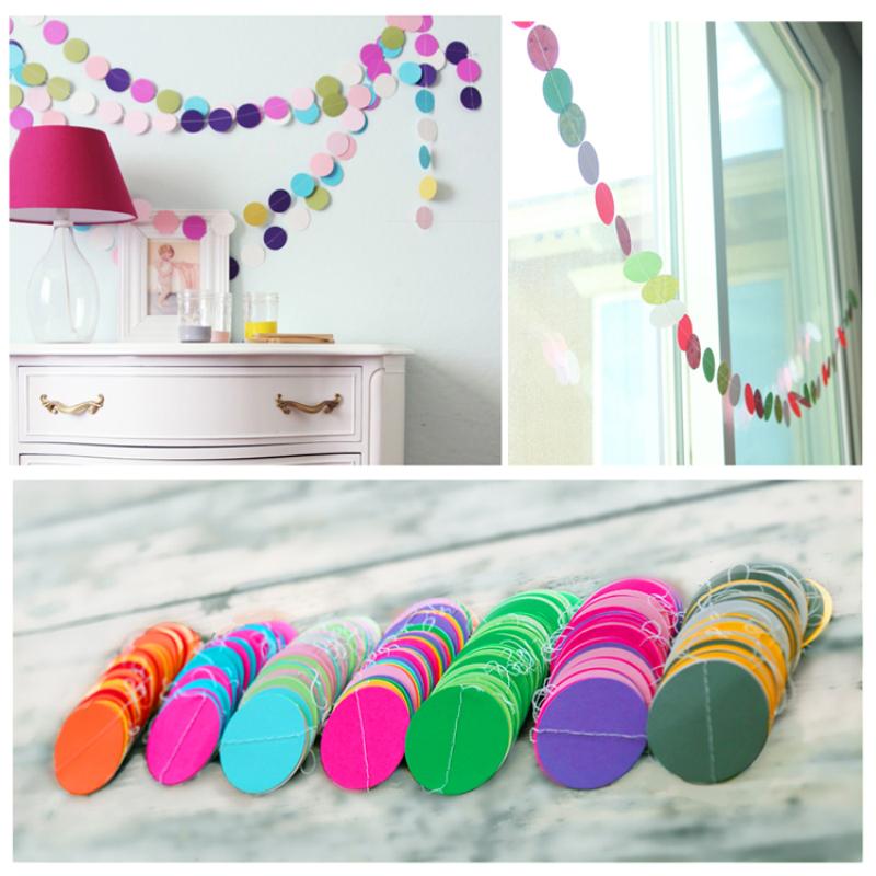4M Creative Multicolor Circle Dot Paper Garland Banners Pink Green Round Shape Banner Decorating Wedding Party DIY Home Decor
