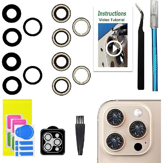 2 Sets LEAFE for iPhone 14 Pro and iPhone 14 Pro Max Camera Lens Replacement, OEM Original Camera Glass Lens with Pre-Installed Adhesive+Repair Tools for iphone 16 pro/16 pro