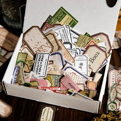 1000 Pcs Vintage Era Label Stickers Boxed Large Capacity Material Bag Label Pocket Decor Collage Scrapbooking Accessories