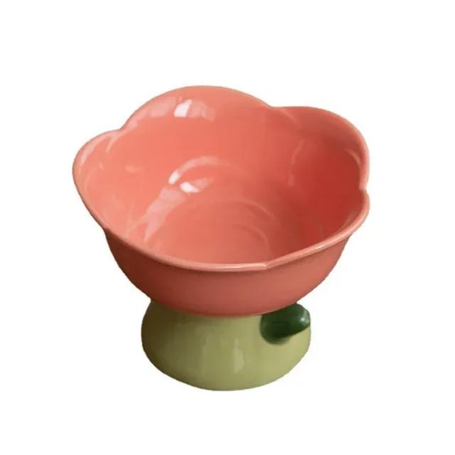 Ceramic Bowl Non-slip Flower Shape High Foot Dogs Puppy Feeder Feeding Food Water Elevated Raised Dish Pet Supplies