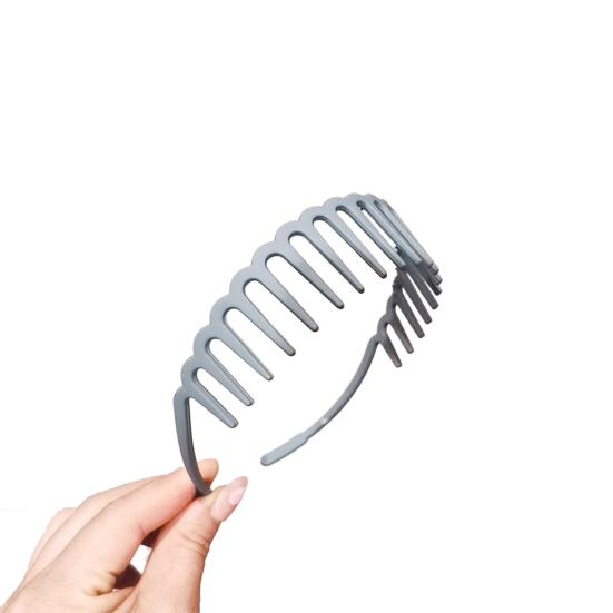 Women Non-Slip Hair Comb Hairband Solid Color Frosted Texture Bang Headband Sturdy Hair Hoop with Teeth
