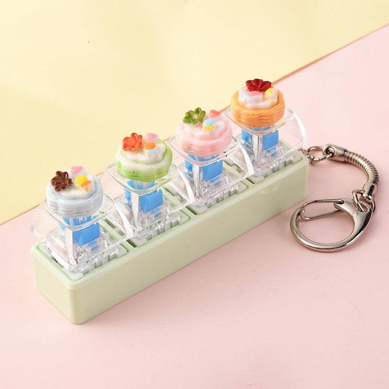 Cute Sticker DIY Button Squeeze Toy Keychain - Stress Relief Pendant