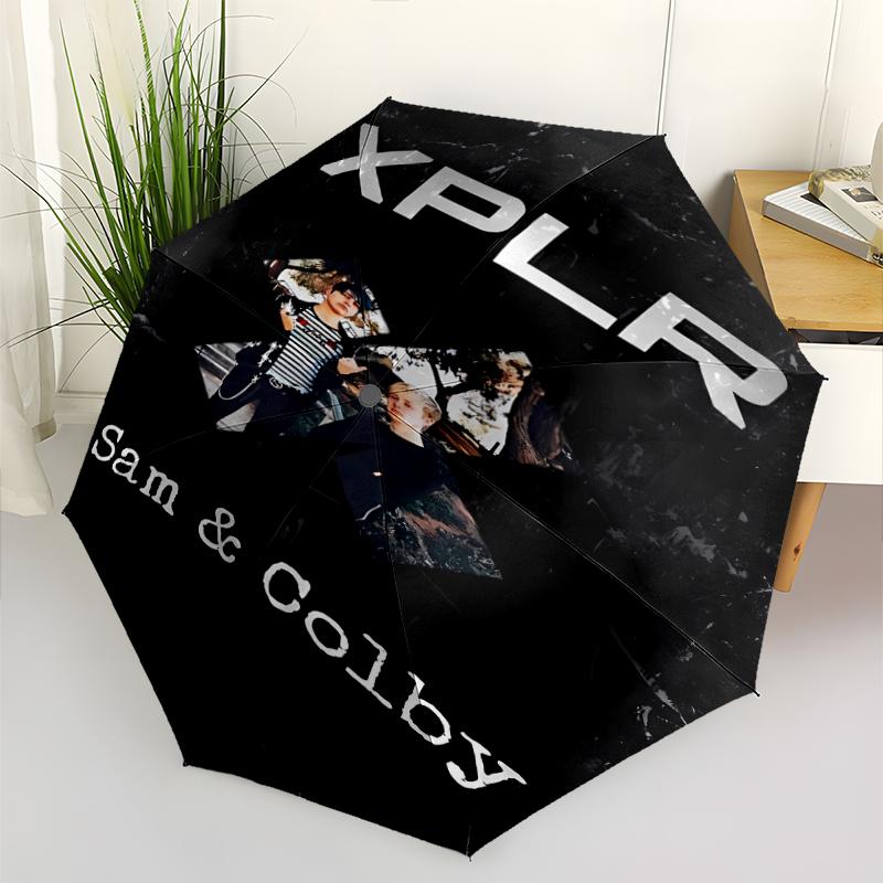 Sam and Colby Print Automatic Umbrella, 8 Rib Iron Frame, Plastic Handle, Suitable for Outdoor Travel &Daily , Ideal Gift