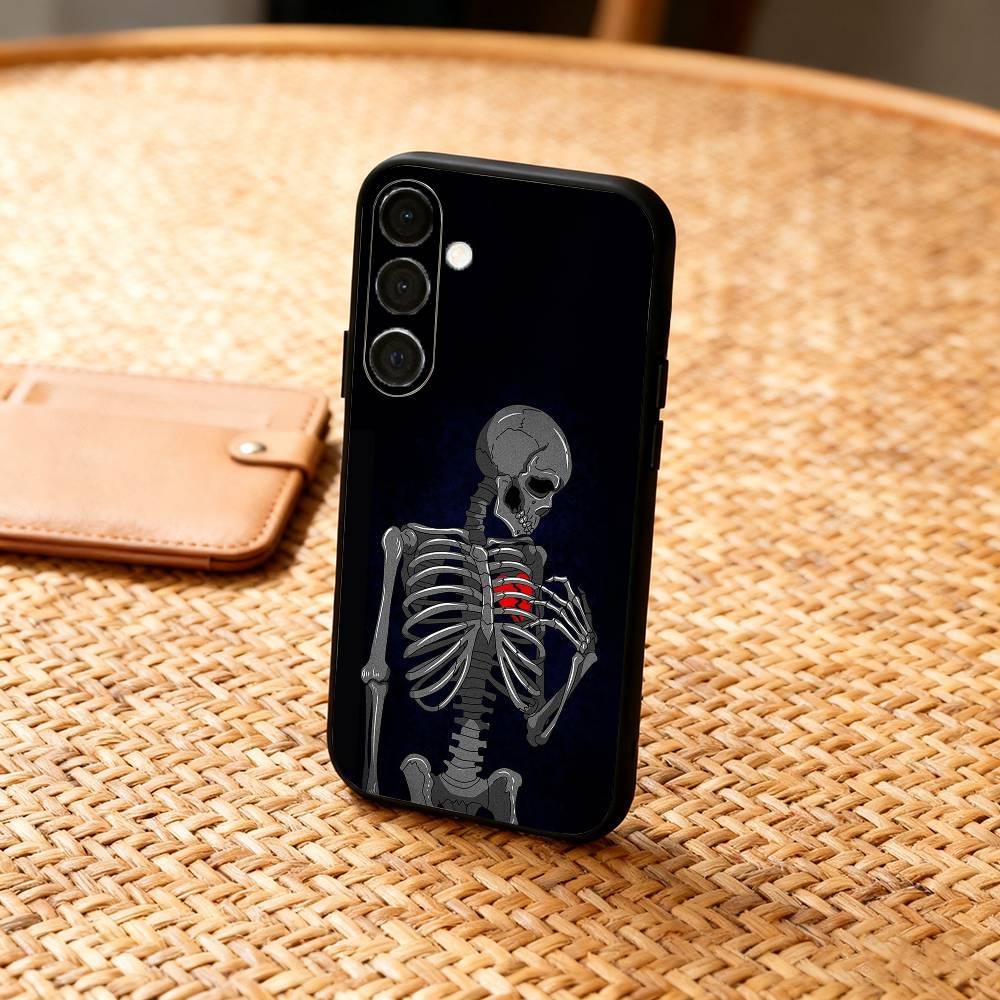 A-Art S-Skeleton S-Skull Phone Case For Samsung A73,72,71,53,52,51,22,91,80, Soft Black Cover