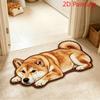 HD-liggende Shiba Inu Plysj Absorberende Gulvmatte, Soverom Nattbord Matte, Inngang Japansk Stil Gulvmatte
