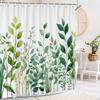 Green Plants And Leaves Tropical Leaf Shower Curtain, Bathroom Decorative Shower Curtain, Print Fabric Home Curtain With Hooks