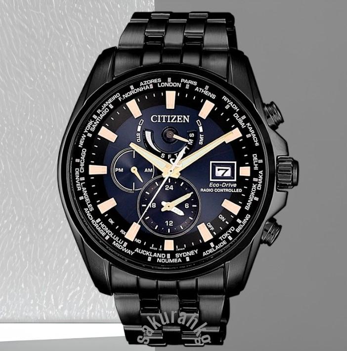 

CITIZEN Япония радиоуправляемые Eco-Drive черные циферблат вечные часы из нержавеющей стали AT9039-51L чёрный