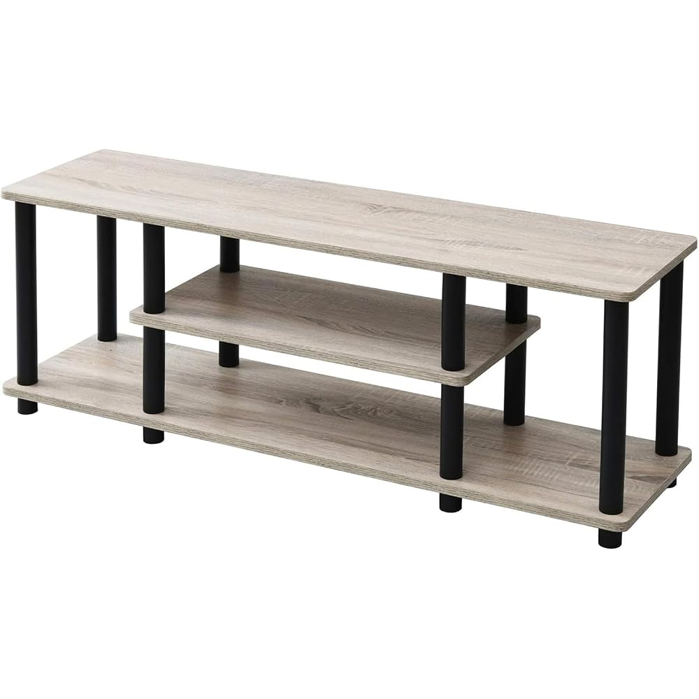YAMAZEN TV Stand, 43-inch Compatible, 111.5cm (W) X 29.5cm (D) X 41.5cm (H), A4 Compatible, Easy Assembly, No Tools Required, Storage Shelf, Oak/Black