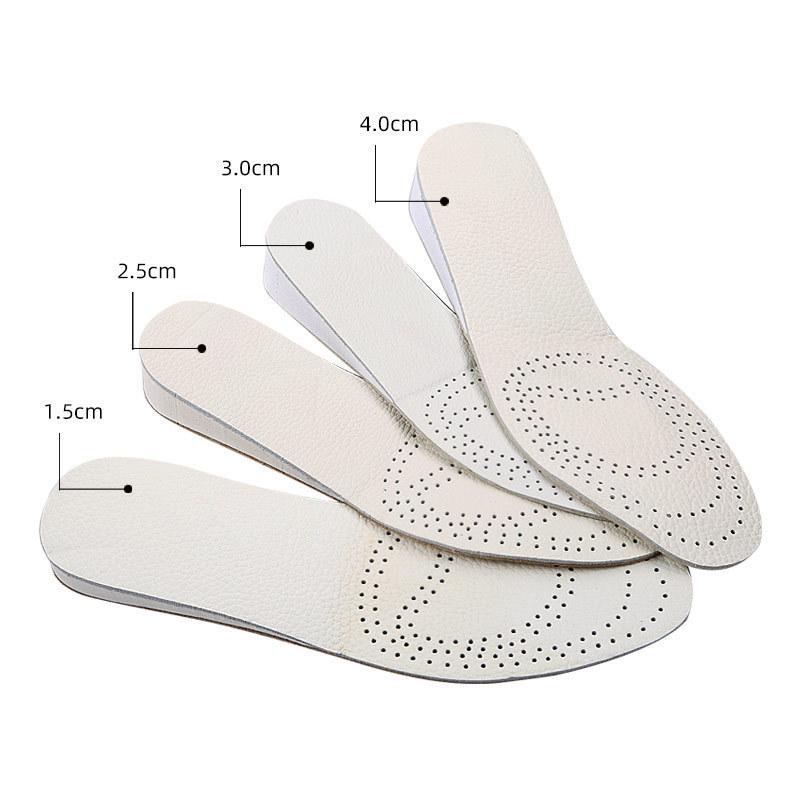 Shock Absorbing Height Boost Insoles - Cowhide, Breathable, Invisible for Men & Women, 1.5cm-4cm Elevator