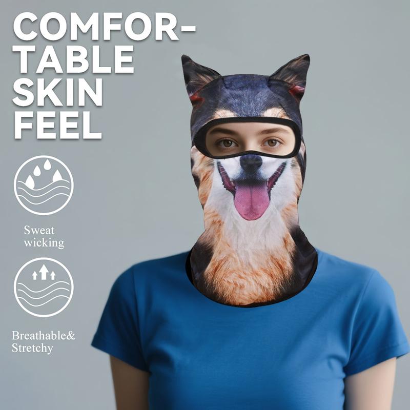 Men And Women Face Mask Funny Head Sweat-Absorbing Outdoor Activities With Ears Halloween Parties Animal Pattern Cute