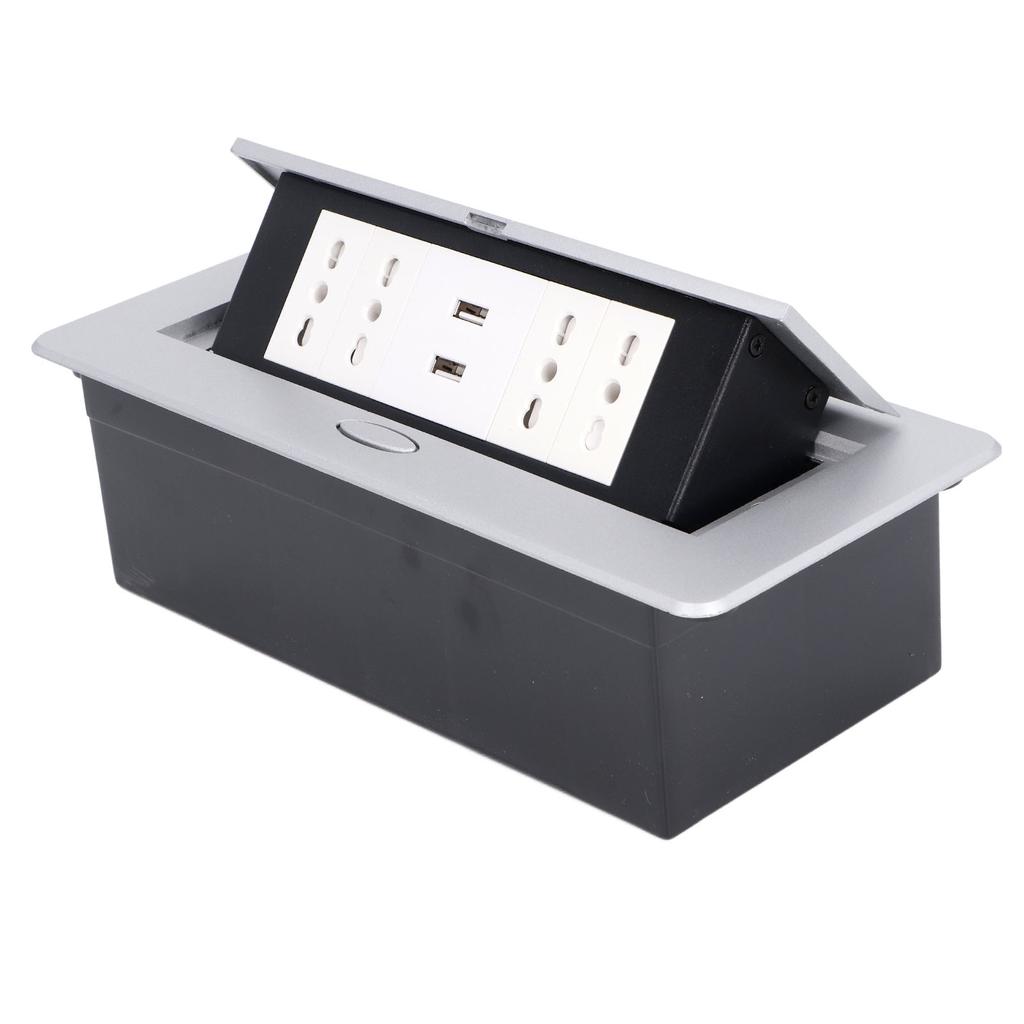 Power Socket Box 4 Switzerland Standard 3 Hole Outlets USB Ports Up Embedded Receptacle Box