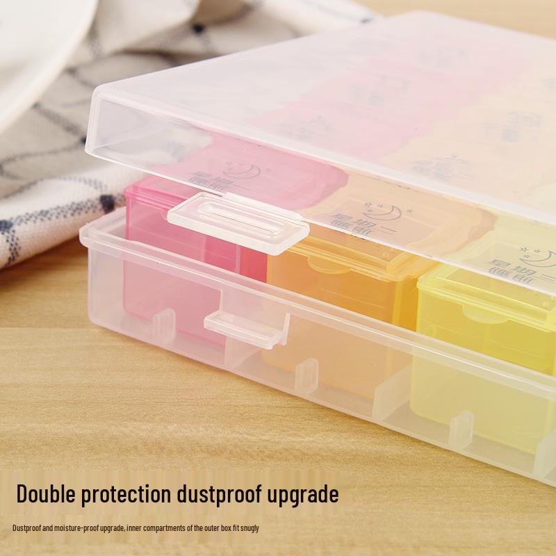 Portable 28-Grid Weekly Pill Organizer: Dustproof, 7-Color, Large Capacity