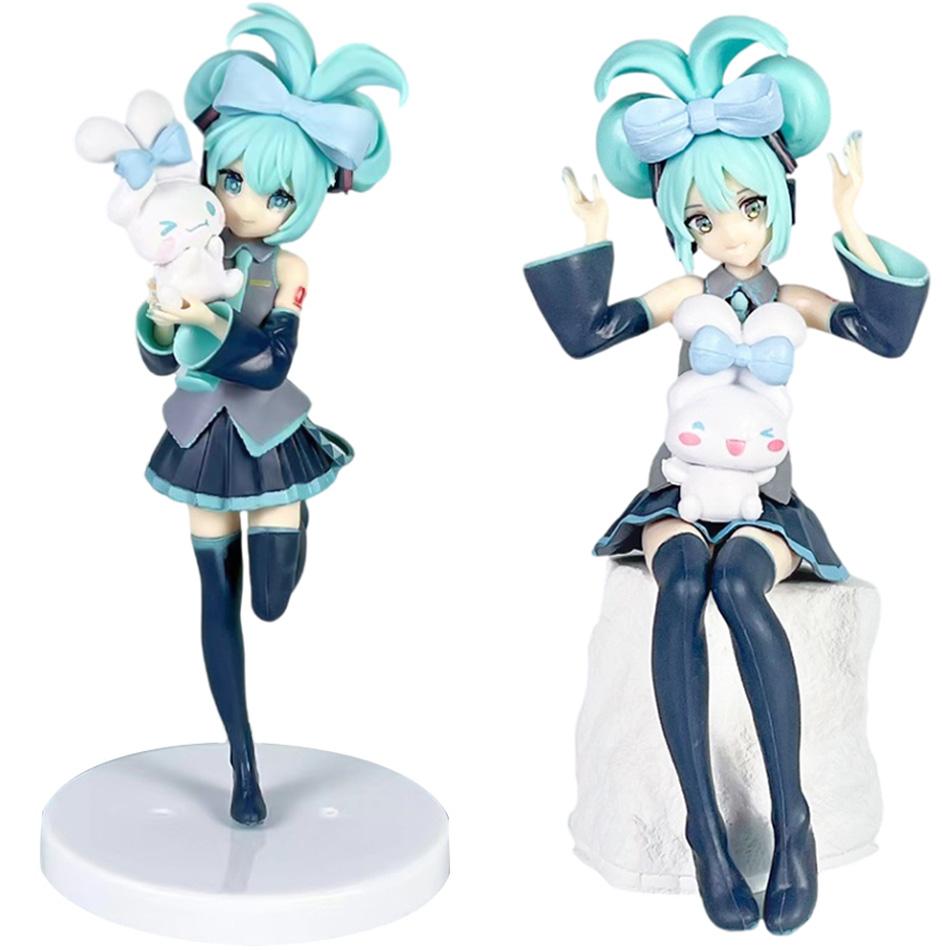 14-20cm Anime Hatsune Miku Figure X Cinnamoroll Peripheral Collectible PVC Models Decorative Decorations Children Kawaii Gift