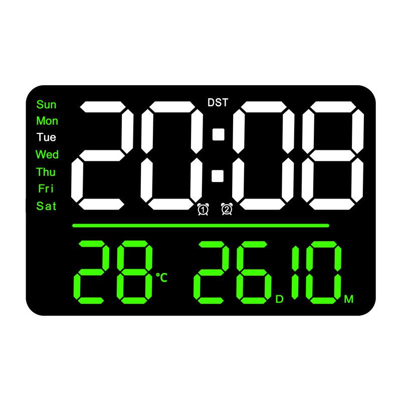 Multi-functional LED Wall Clock with Thermometer & Hygrometer - Large Display for Living Room