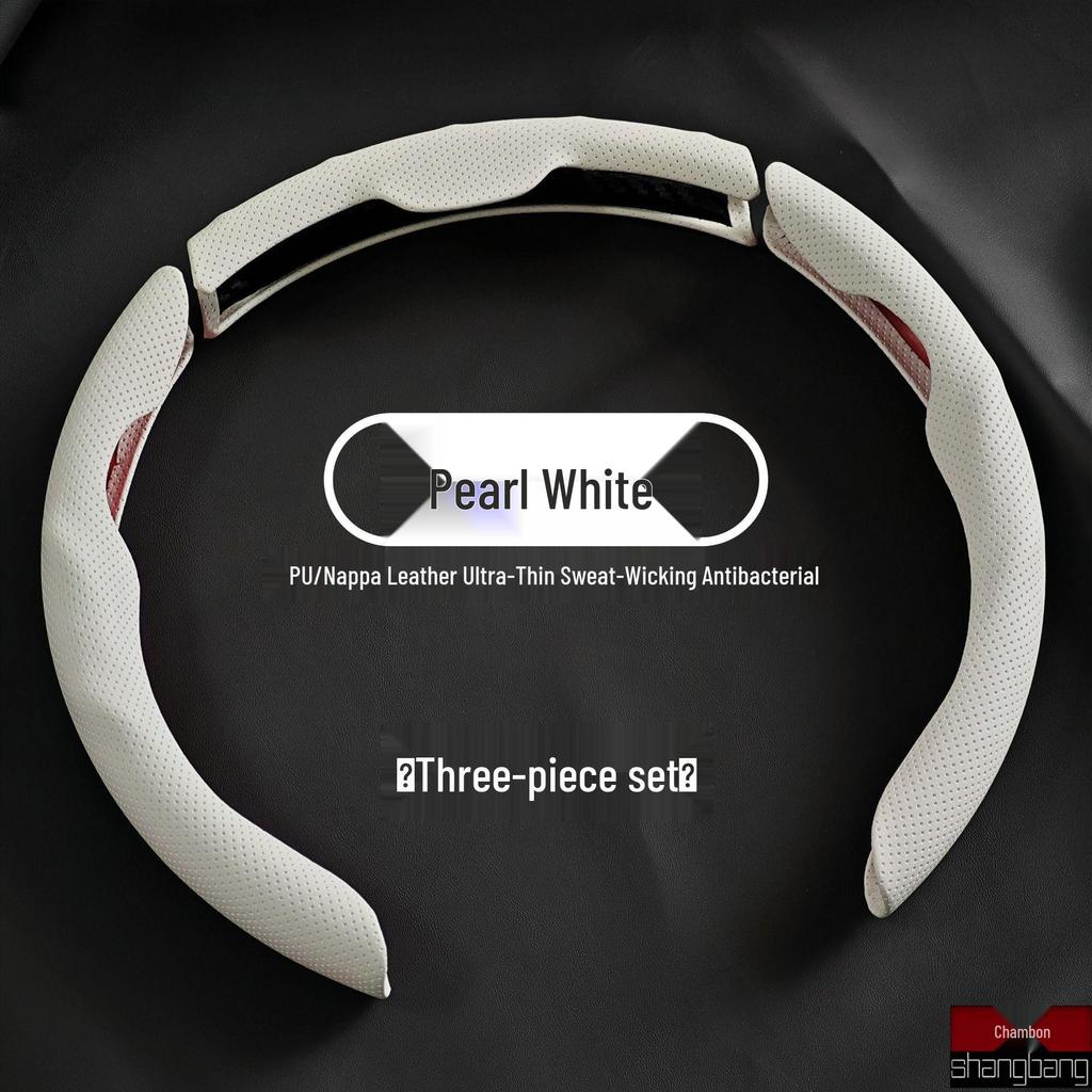 Oddychający Pokrowiec na Kierownicę ze Skóry Nappa, Odporny na Pot, Uniwersalny na Wszystkie Sezony